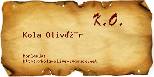 Kola Olivér névjegykártya